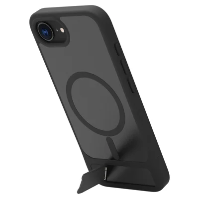 LEREACH Série Le-Chic Étui pour iPhone 16e Compatible avec MagSafe Support Béquille TPU + PC Coque de Téléphone - Noir