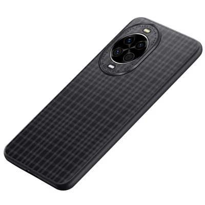 For Huawei nova 14 5G Case Plaid Texture PU Leather + TPU Protective Phone Cover - Black