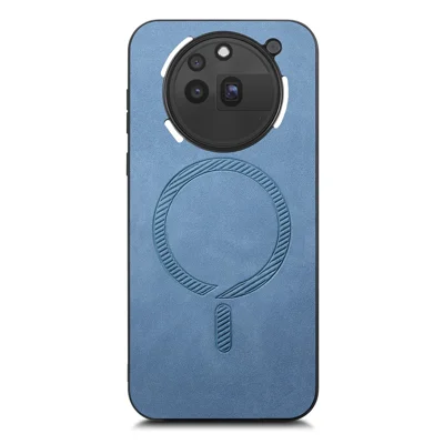 For Nothing Phone (3a) Pro Leather Back Magnetic Case Skin-touch Phone Cover - Blue