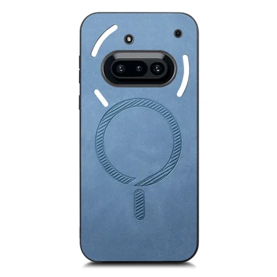 For Nothing Phone (3a) Læderbagside Case Kompatibel med MagSafe Hudfølelses Telefonbeskyttelse - Blå
