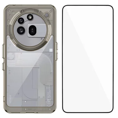WANLONFENG For Nothing Phone (3a) Pro Phone Case  XC Series TPU Acrylic Cover with Tempered Glass (Big Lens Hole) - Transparent Grey