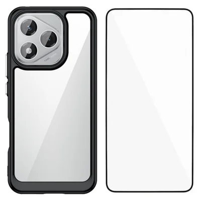 WANLONFENG For Honor 400 Lite 5G Phone Case  XC Series TPU Acrylic Cover with Tempered Glass (Big Lens Hole) - Black