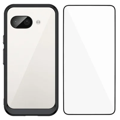 WANLONFENG For Google Pixel 9a Back Cover  XC Series TPU Acrylic Phone Case with Tempered Glass Film - Black