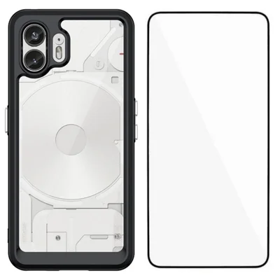 WANLONFENG For Nothing Phone (2) Back Cover  XC Series TPU Acrylic Phone Case with Tempered Glass Film - Black