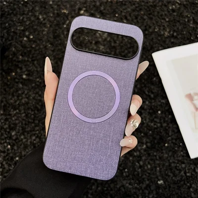 For Google Pixel 10 Pro  /  Pixel 10 Magnetic Case Drop-Proof TPU + Cloth Back Phone Cover - Purple