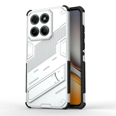 For Motorola Edge 60 Fusion 5G Case PC + TPU Shockproof Phone Cover with Kickstand - White