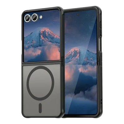 For Samsung Galaxy Z Flip7 5G Magnetic Case Anti Drop PC + TPU Phone Cover - Black