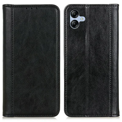 For Samsung Galaxy A08 5G / A08 4G / A07 5G / A07 4G / A06 5G / A06 4G Stand Case Split Leather Litchi Texture Wallet Phone Cover - Black