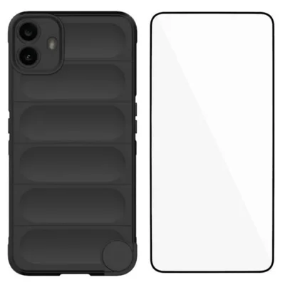 WANLONFENG For Nothing CMF Phone 1 TPU Case  HD Series Anti Slip Phone Cover with Tempered Glass - Black