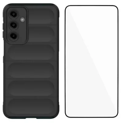 WANLONFENG For Samsung Galaxy A26 5G TPU Case  HD Series Anti Slip Phone Cover with Tempered Glass - Black