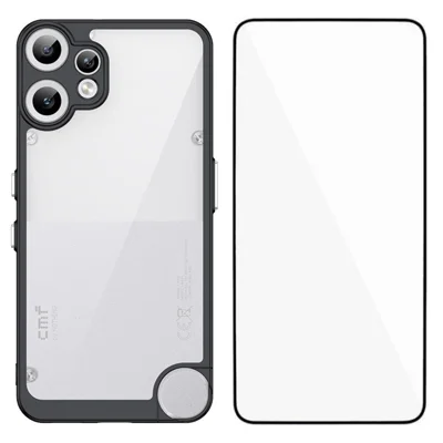 WANLONFENG For Nothing CMF Phone 2 Pro Back Cover  XC Series TPU Acrylic Phone Case with Tempered Glass Film - Black