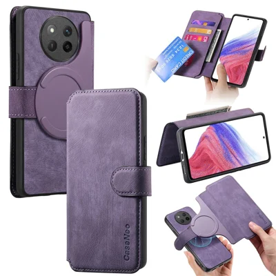 CASENEO For Honor Magic7 Lite 5G / X9c 5G / X60 Pro 5G Magnetic Case  Detachable Leather Phone Wallet Cover - Purple