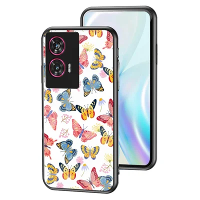 For Motorola Edge 50 Fusion 5G Case Butterfly Pattern TPU + Tempered Glass Protective Phone Cover - Colorful Butterfly