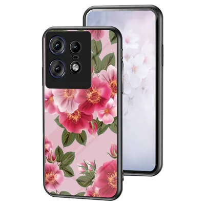 For Motorola Edge 50 Pro 5G Case Floral Pattern TPU + Tempered Glass Protective Phone Cover - Glamorous Peony