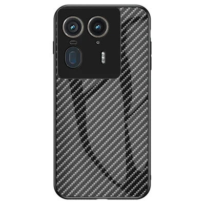 For Motorola Edge 50 Ultra 5G / Moto X50 Ultra 5G Case Tempered Glass Shockproof Phone Cover - Black Fiber