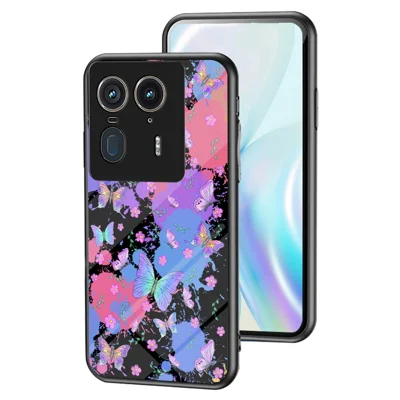 For Motorola Edge 50 Ultra 5G / Moto X50 Ultra 5G Case Butterfly Pattern TPU + Tempered Glass Protective Phone Cover - Brilliant Butterfly