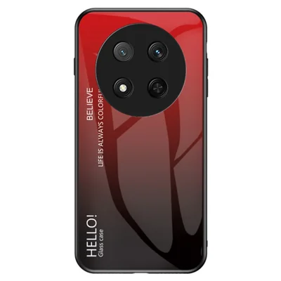 Voor Honor Magic7 Lite 5G / X9c 5G / X60 Pro 5G hoesje Anti-kras Gehard glas + PC + TPU telefoonhoes - Gradiënt Rood Zwart