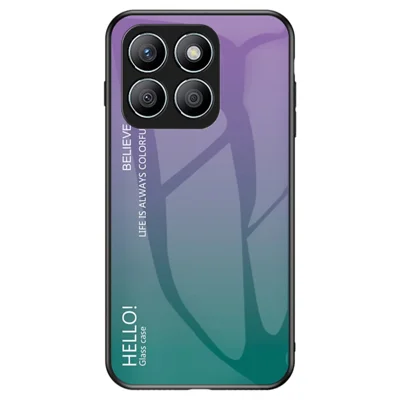 Voor Honor X8c 4G hoesje Anti-kras Gehard Glas + PC + TPU Telefoonhoesje - Gradiënt Paars