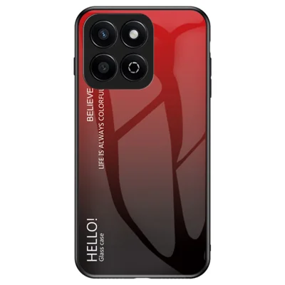 For Honor X7c 5G / X7c 4G / 200 Smart 5G Case Anti-Scratch Tempered Glass + PC + TPU Phone Cover - Gradient Red Black