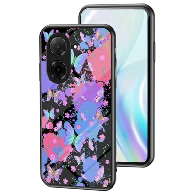 For Xiaomi Poco C71 4G / Redmi A5 4G (171.7mm) Case Butterfly Pattern TPU + Tempered Glass Protective Phone Cover - Brilliant Butterfly