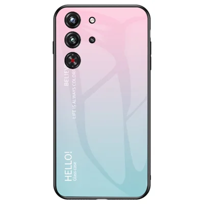 For ZTE nubia RedMagic 10 Pro 5G / 10 Pro+ 5G Case Anti-Scratch Tempered Glass + PC + TPU Phone Cover - Gradient Pink Blue