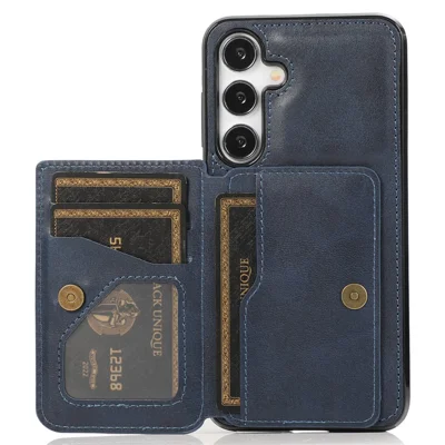 For Samsung Galaxy A36 5G Case Card Holder Kickstand PU Leather + TPU Phone Cover - Blue