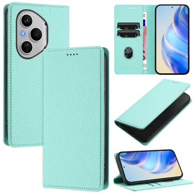 For Honor 400 Pro 5G (Global) Wallet Case RFID Blocking Litchi Texture Leather Mobile Cover - Mint Green
