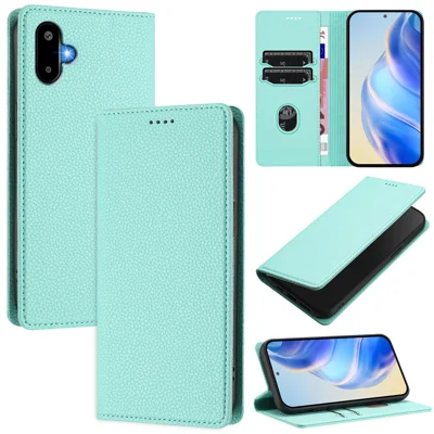 For Samsung Galaxy M06 5G / Galaxy F06 5G Wallet Case RFID Blocking Litchi Texture Leather Mobile Cover - Mint Green