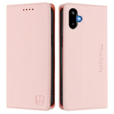 For Samsung Galaxy M06 5G / Galaxy F06 5G Leather Case RINACASIS RC01 Phone Cover with RFID Blocking Wallet Stand - Pink