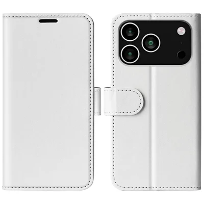 For iPhone 18 Pro / 17 Pro Case Crazy Horse Texture Stand Leather Phone Cover - White