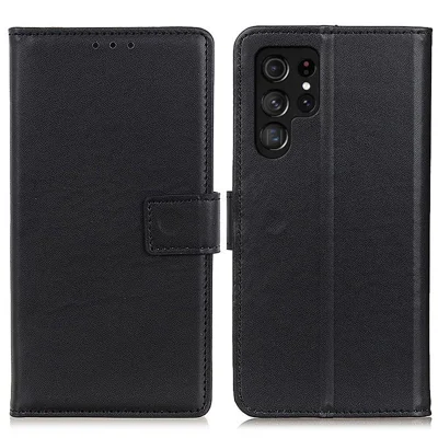 Coque anti-chute pour téléphone portable Samsung Galaxy S23 Ultra, étui de protection pliable en cuir PU avec support et portefeuille - Noir