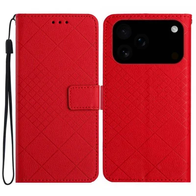 Til iPhone 17 Pro Case Wallet med trykt PU-læder Flip Folio telefonbeskyttelse - Rød
