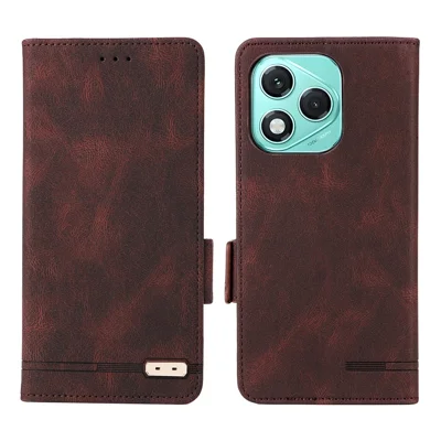 For Honor 400 Lite 5G Case Leather Wallet Flip Phone Cover with Hardware Decor - Coffee