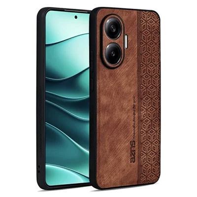 AZNS For Xiaomi Poco F7 5G / Redmi Turbo 4 Pro 5G Case Protective PU Leather Covered TPU Phone Shell - Brown