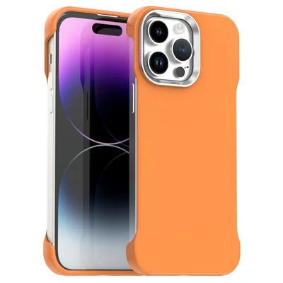 For iPhone 14 Pro Max Case Frameless Ultra Thin TPU + PET Phone Cover Reinforced Corners - Orange