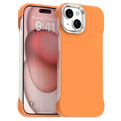 For iPhone 15 Plus / 14 Plus Case Frameless Ultra Thin TPU + PET Phone Cover Reinforced Corners - Orange