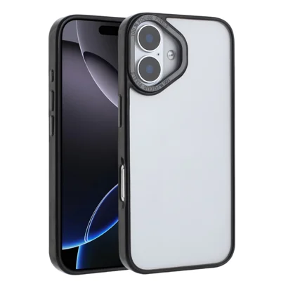 For iPhone 16 Plus Case TPU + Acrylic Clear Anti-Yellowing Phone Back Cover - Black