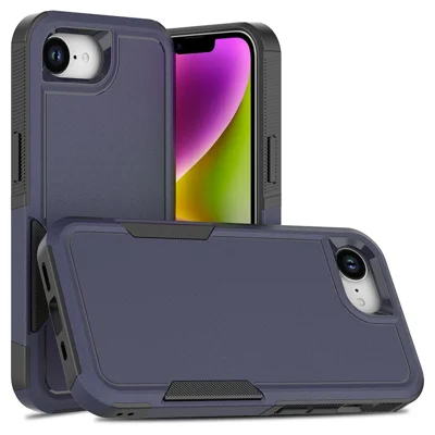 Bulk Purchasing For iPhone SE (2022) / (2020) / 8 / 7 Case 2 in 1 PC + TPU Shockproof Phone Cover - Dark Blue