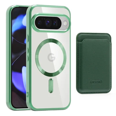 For Google Pixel 10 / 10 Pro Magnetic Case TPU + PC Mobile Cover with Card Bag - Blackish Green