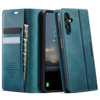CASEME For Samsung Galaxy A15 5G / Galaxy A15 4G Case  033 Series RFID Blocking Wallet Stand Calf Texture Leather Phone Cover - Green