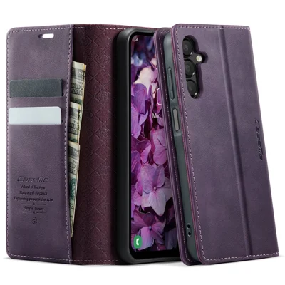 CASEME For Samsung Galaxy A16 5G Case  033 Series RFID Blocking Wallet Stand Calf Texture Leather Phone Cover - Purple