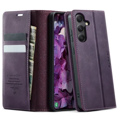 CASEME For Samsung Galaxy A34 5G Case  033 Series RFID Blocking Wallet Stand Calf Texture Leather Phone Cover - Purple