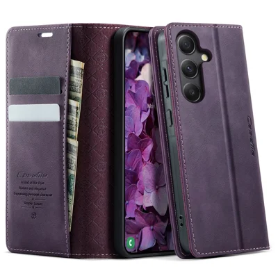 CASEME For Samsung Galaxy A35 5G Case  033 Series RFID Blocking Wallet Stand Calf Texture Leather Phone Cover - Purple