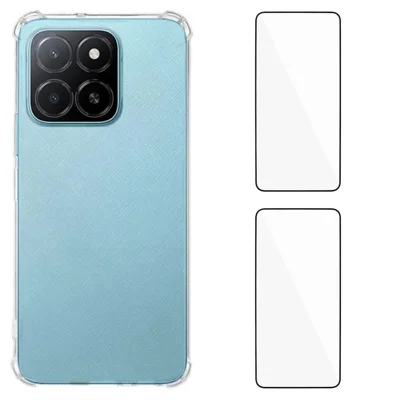 WANLONFENG For Honor X5b Plus TPU Case  WL3 Series 1.5mm Phone Cover with 2Pcs Tempered Glass Films - Transparent
