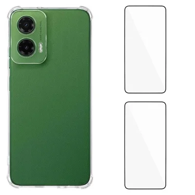WANLONFENG For Motorola Moto G35 5G TPU Case  WL3 Series 1.5mm Phone Cover with 2Pcs Tempered Glass Films - Transparent