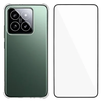 WANLONFENG For Xiaomi 14T TPU Case  WL3 Series 1.5mm Phone Cover with Tempered Glass Film - Transparent