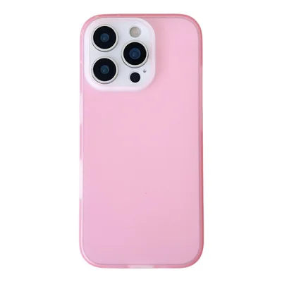 For iPhone 16 Pro Max Case Slim Silikon Telefon Bagdæksel Anti-Fingeraftryk - Pink
