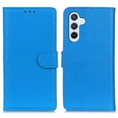Futerał portfelowy na telefon z korekcią PU z fakturą licha, niebieski, do Samsung Galaxy A17 5G / A17 4G / A26 5G