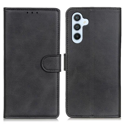 For Samsung Galaxy A18 5G / A18 4G / A17 5G / A17 4G / A26 5G Case Cowhide Texture Leather Wallet Stand Phone Cover - Black