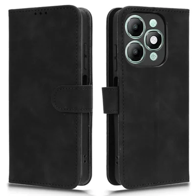 For itel A90 4G Leather Case Skin Feel Anti Drop Wallet Flip Phone Cover - Black
